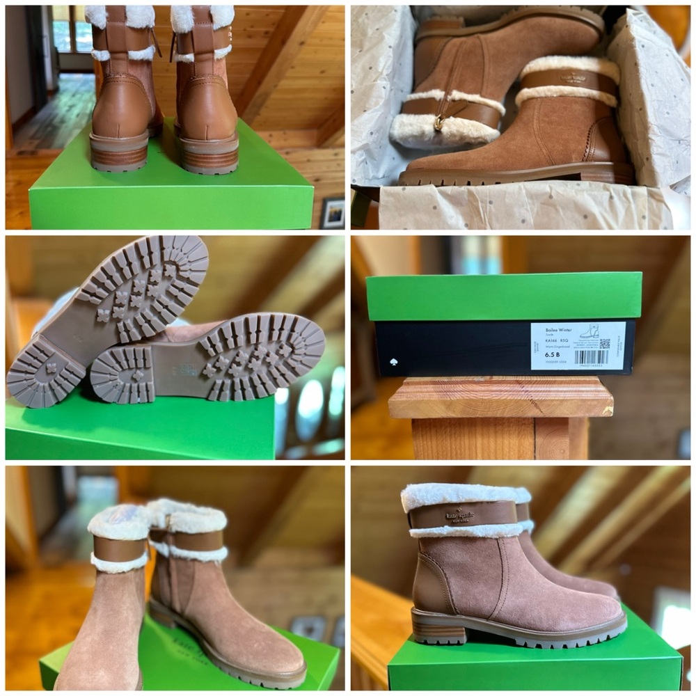 Kate Spade Tan Suede Boots with White Fur. Womens size 6.5 - Picture 7 of 10